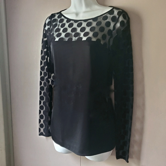 MILLY Black Dot Silk Top Blouse Sz 2 XS - Picture 3 of 8